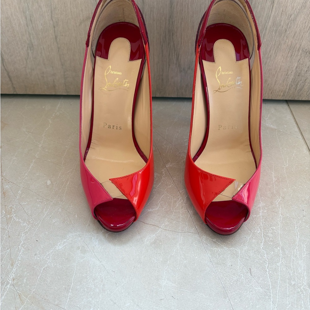 Red Peep-Toe Heels